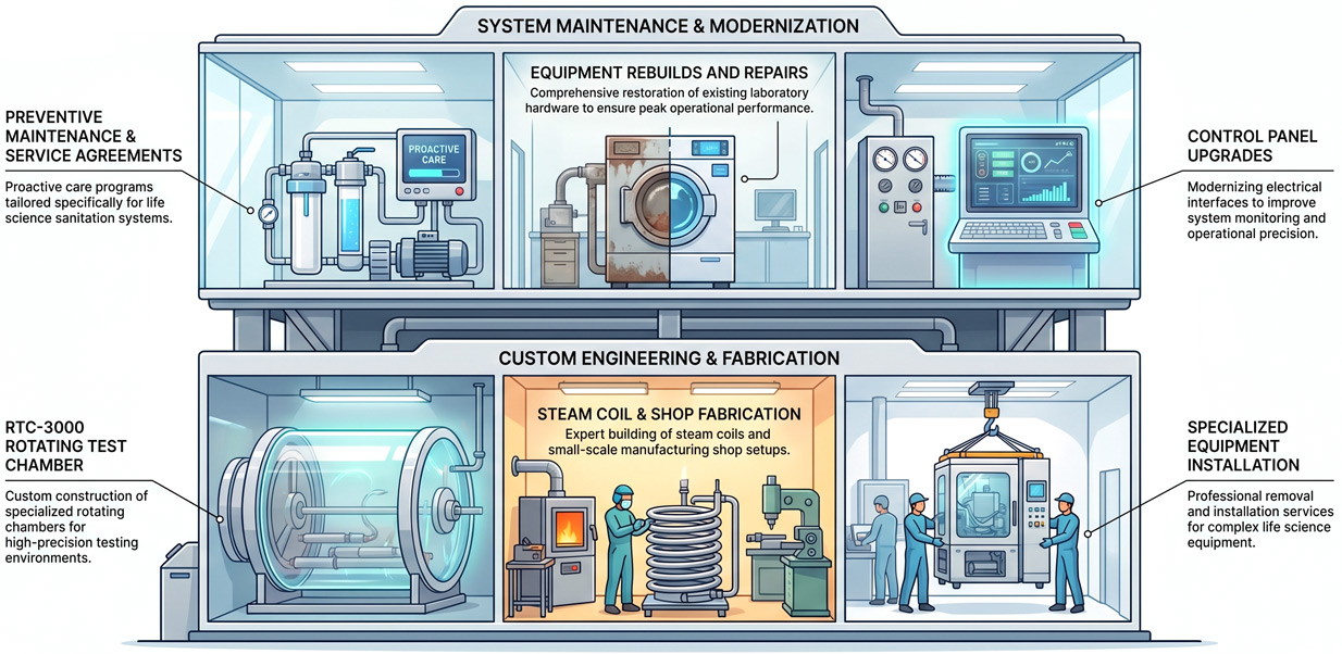 Preventive Maintenance and Service agreements of critical sanitization systems for high-compliance life sciences systems