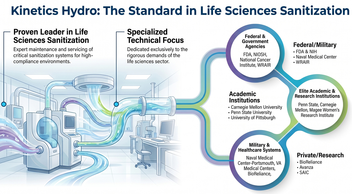 Expert maintenance and servicing of critical sanitization systems for high-compliance environments.